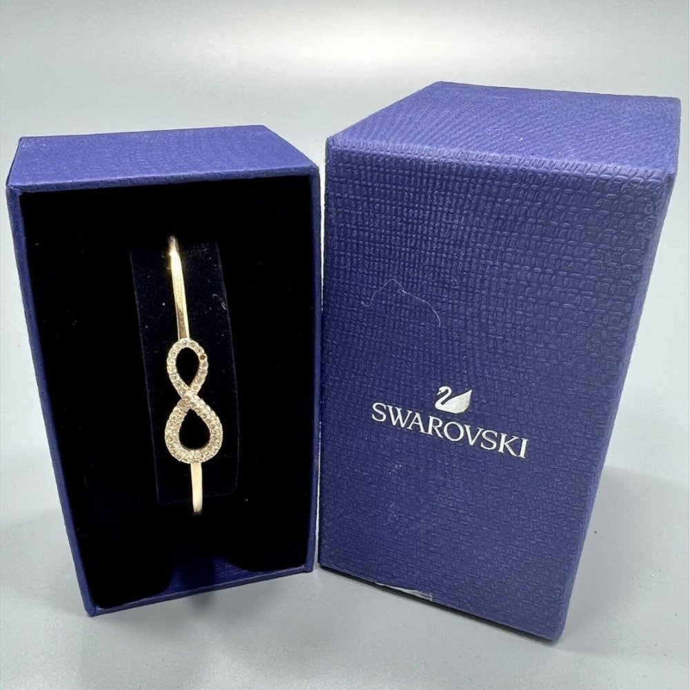 Swarovski Crystal Infinity Rose Gold-Tone Bangle Bracelet Item #: 20041141